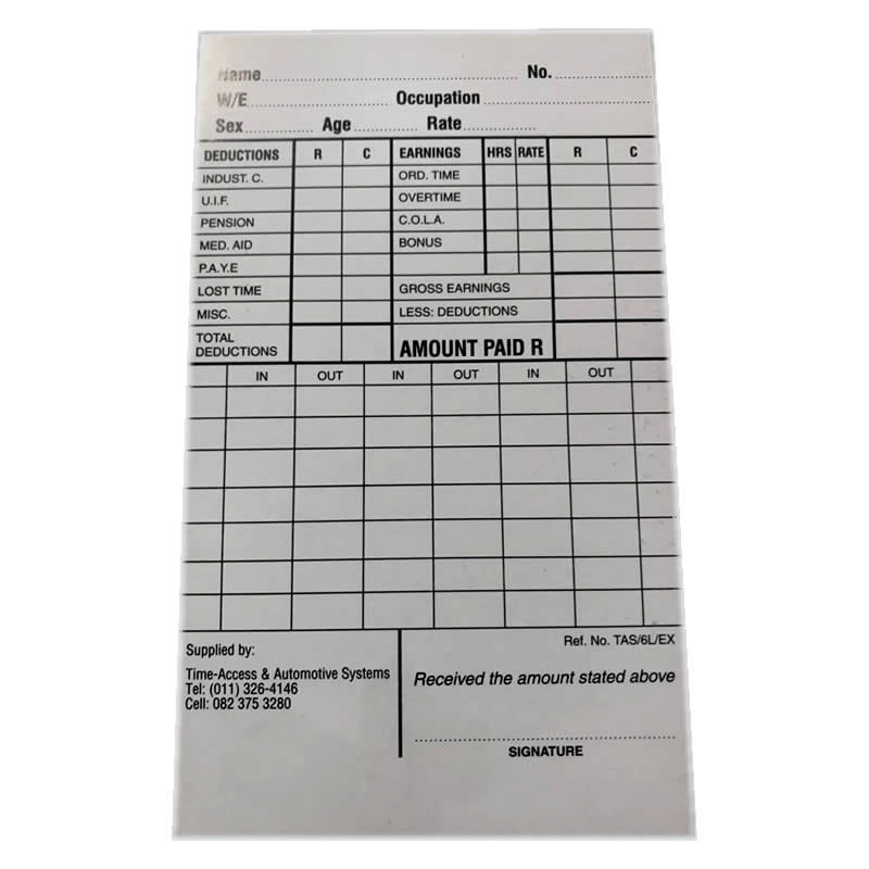 Job A Clock Card Time Attendance